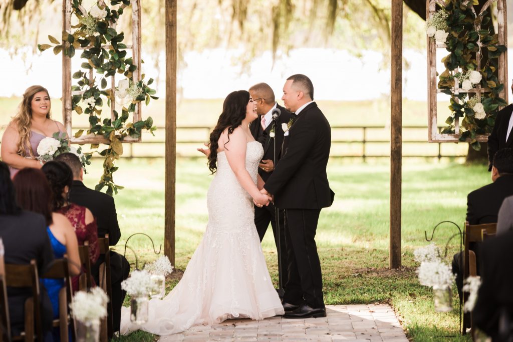 bride and groom at the altar