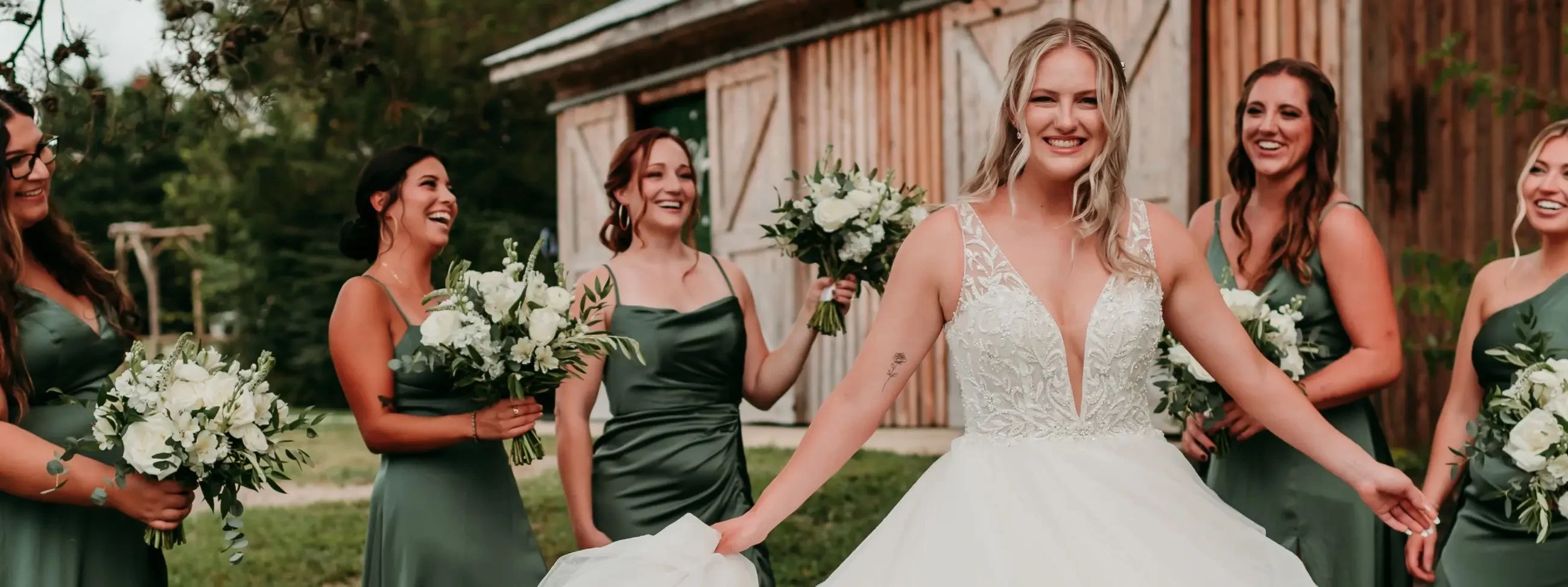 Bride and bridesmaids