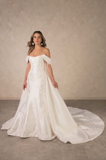 Essense of Australia D4493 DRESS, STRAPS & OVERSKIRT with lace #0 default (IVR) Ivory thumbnail