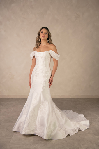 Essense of Australia D4493 DRESS, STRAPS & OVERSKIRT with lace #2 (IVR) Ivory thumbnail