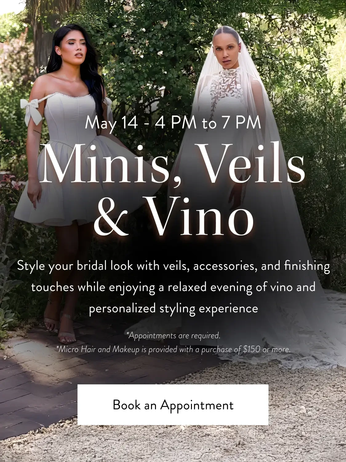 Minis, Veils & Vino Mobile Banner