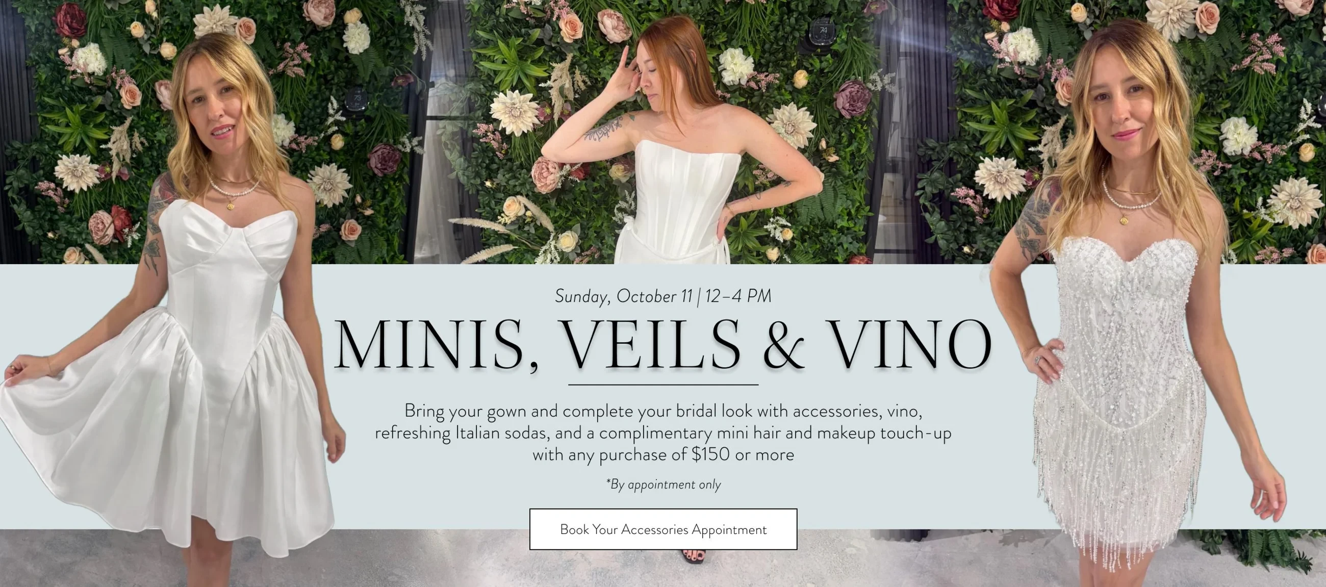 Minis, Veils and Vino Banner