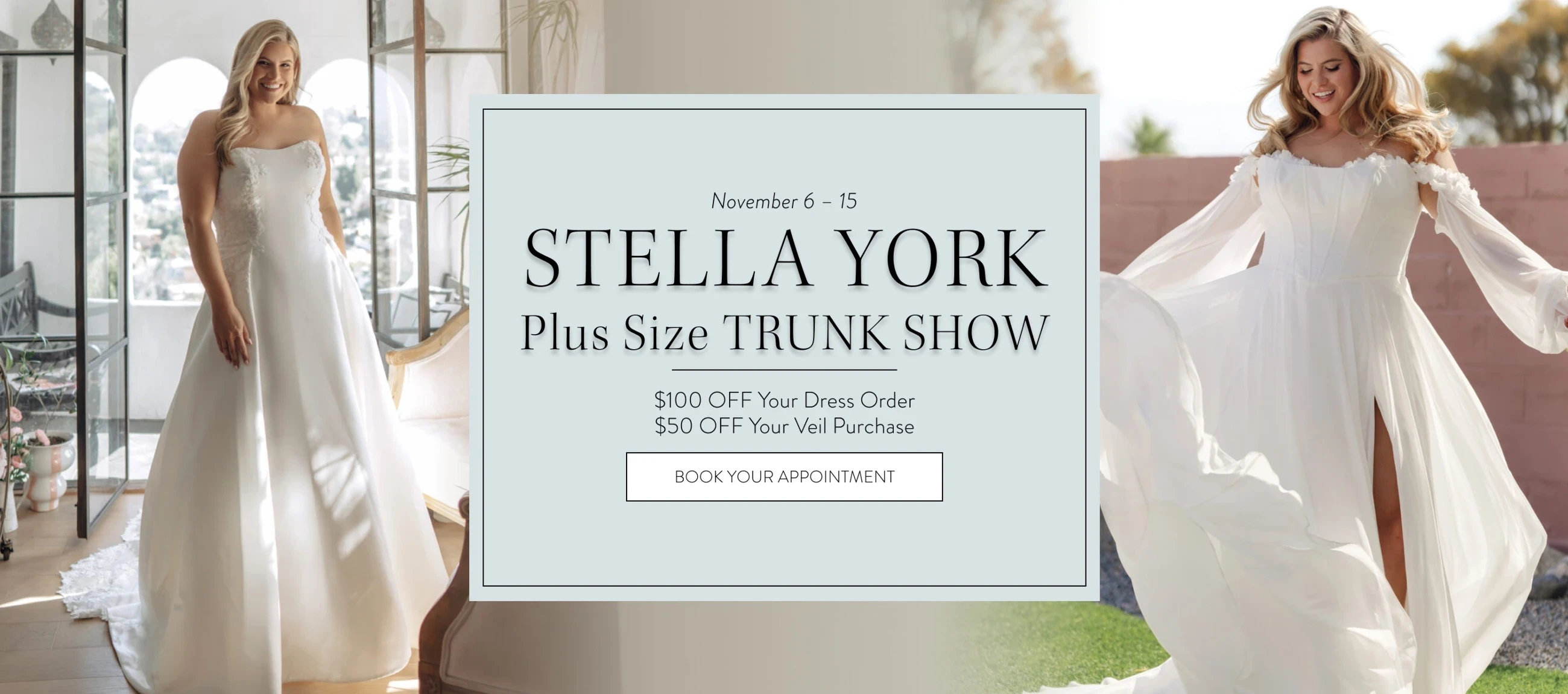 Stella York Plus Size Trunk Show Banner
